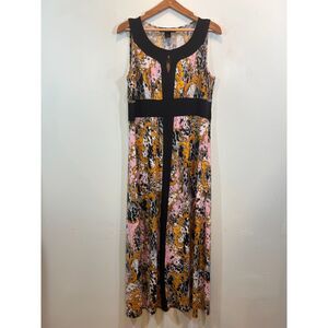 Madmazelle Pink Black Leopard Gold Chain Print Maxi Dress Size XL